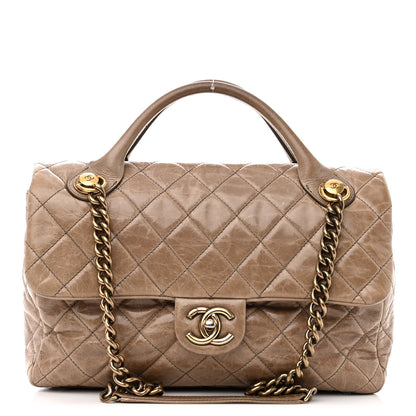 Chanel Glazed Calfskin Castle Rock Medium Flap Dark Beige 1 of 12