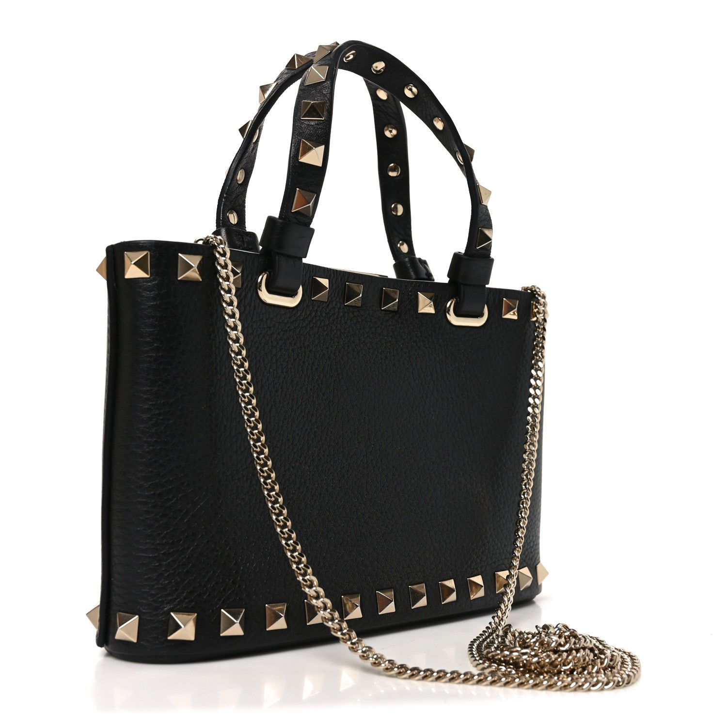 Valentino Garavani Grainy Calfskin Mini Rockstud Shopping Bag Black 2 of 9