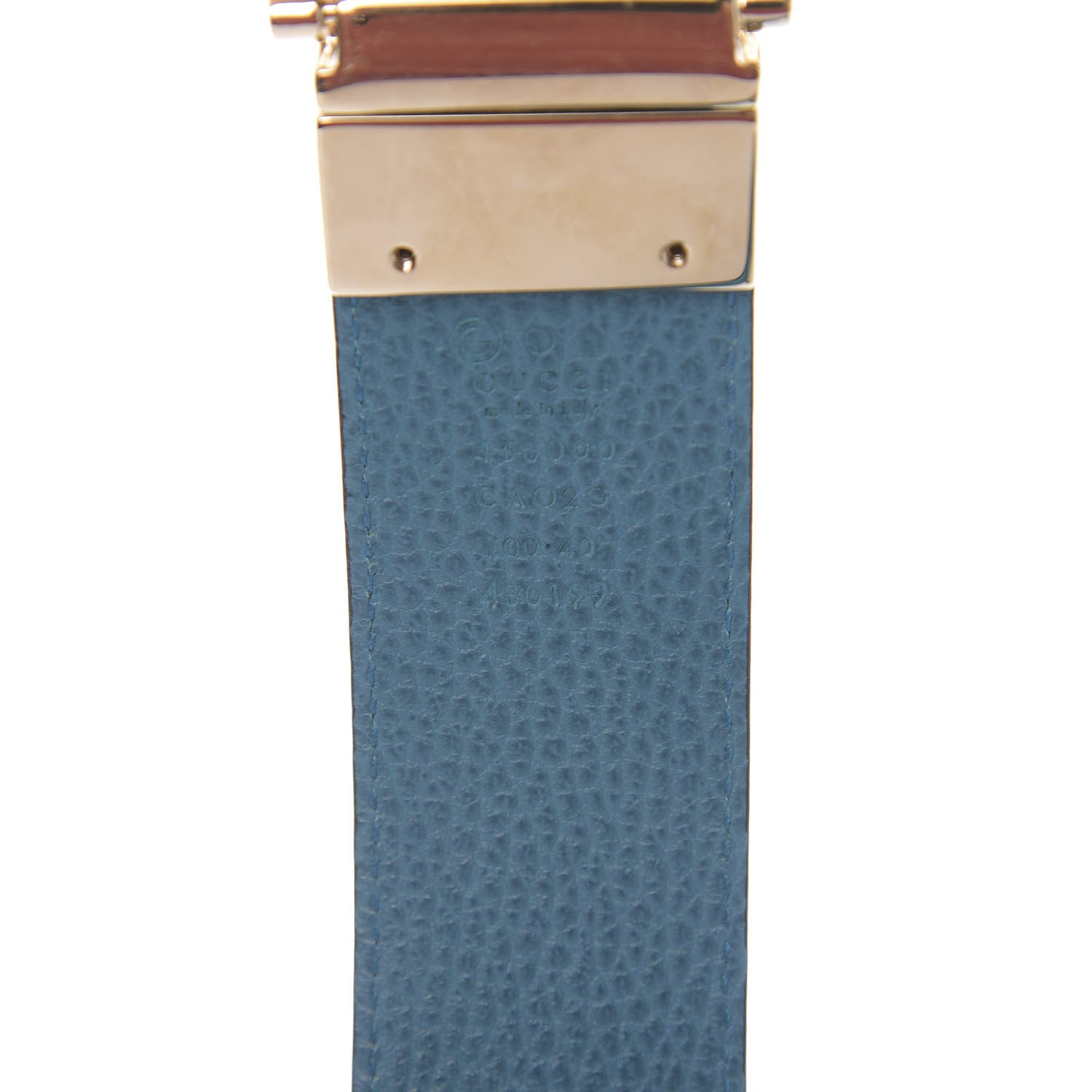 Gucci Dollar Calfskin 1973 Reversible Belt 100 40 Black Deep Cobalt 3 of 5