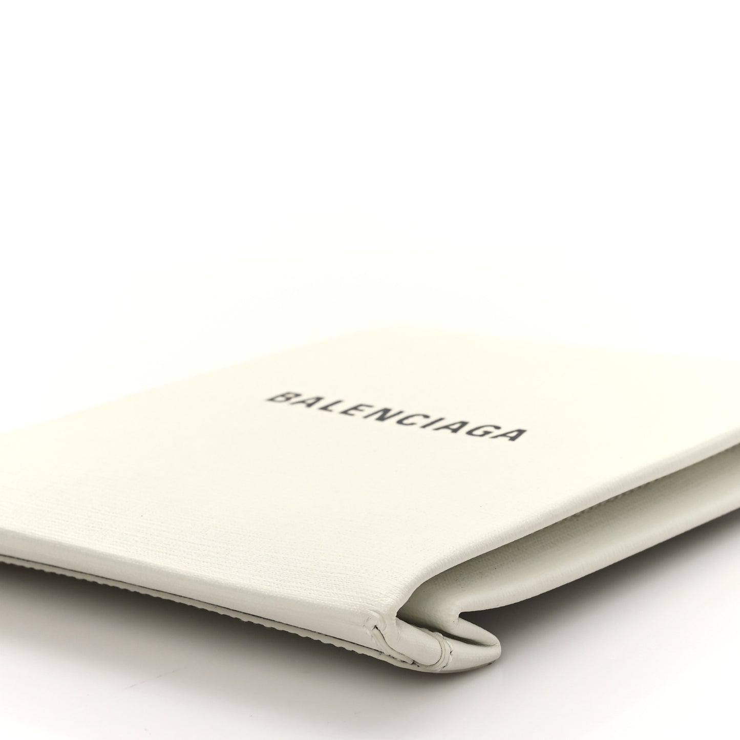 Squared Calfskin Logo Shopping Envelope Clutch White