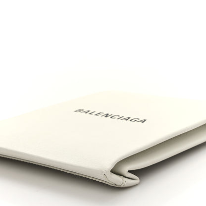 Balenciaga Squared Calfskin Logo Shopping Envelope Clutch White 9 of 11