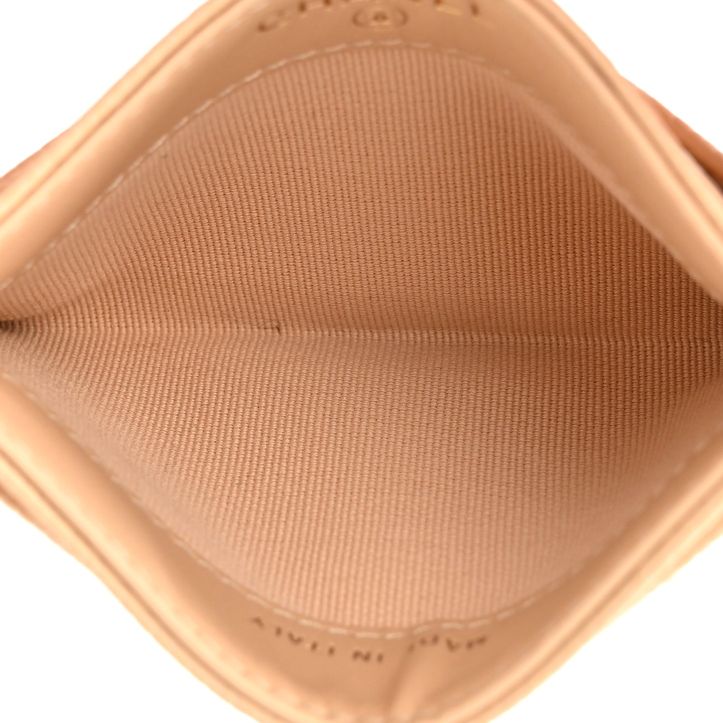 Caviar Quilted Card Holder Beige