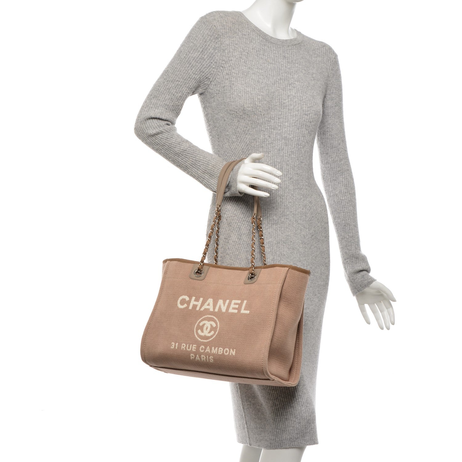 Chanel Canvas Small Deauville Tote Ecru 2 of 7