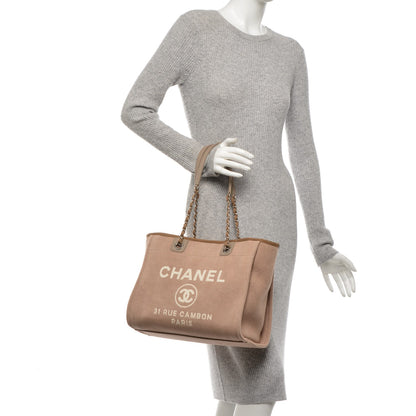 Chanel Canvas Small Deauville Tote Ecru 2 of 7