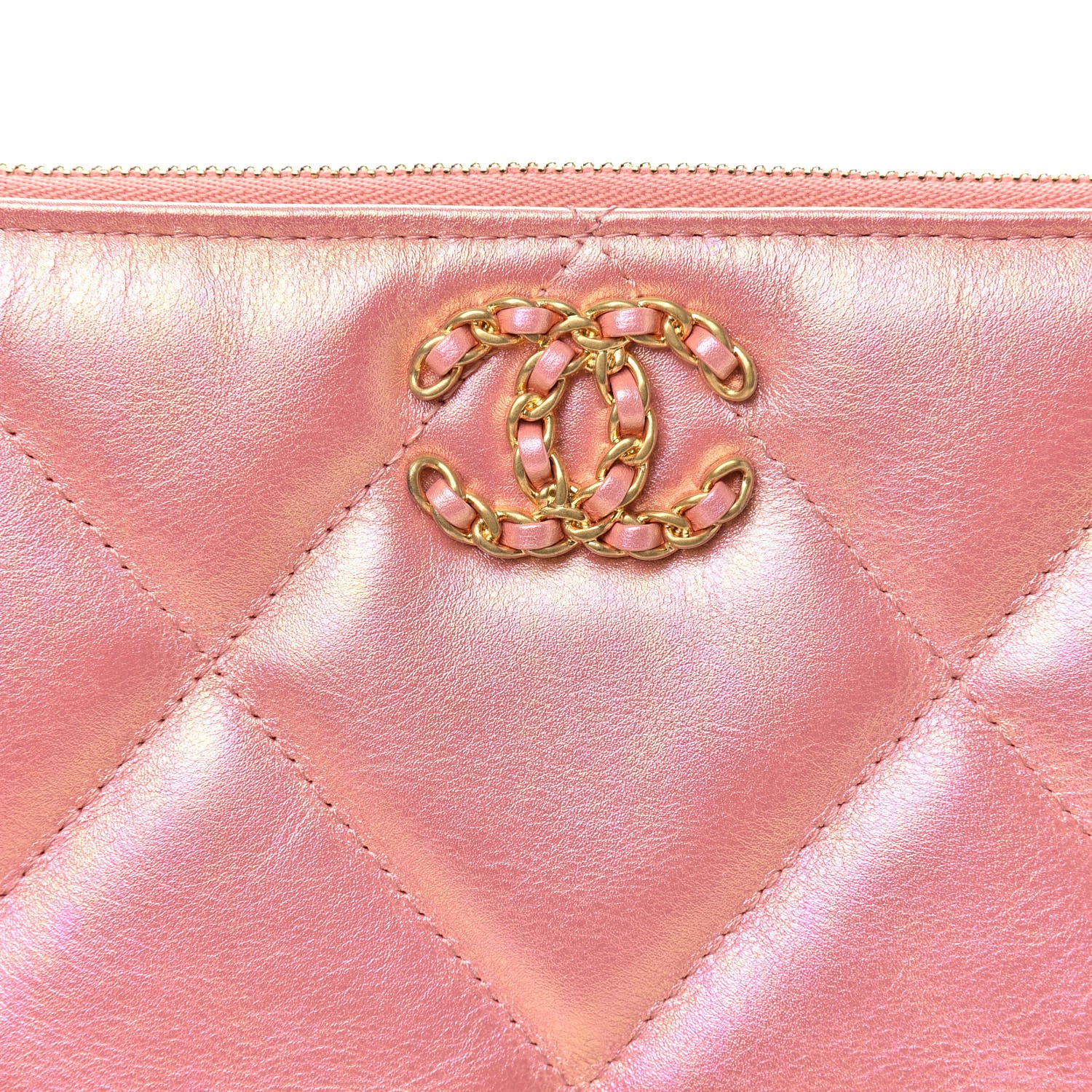 Chanel Iridescent Calfskin Quilted Large Chanel 19 Pouch Pink 8 of 9