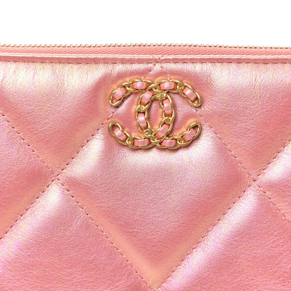 Chanel Iridescent Calfskin Quilted Large Chanel 19 Pouch Pink 8 of 9