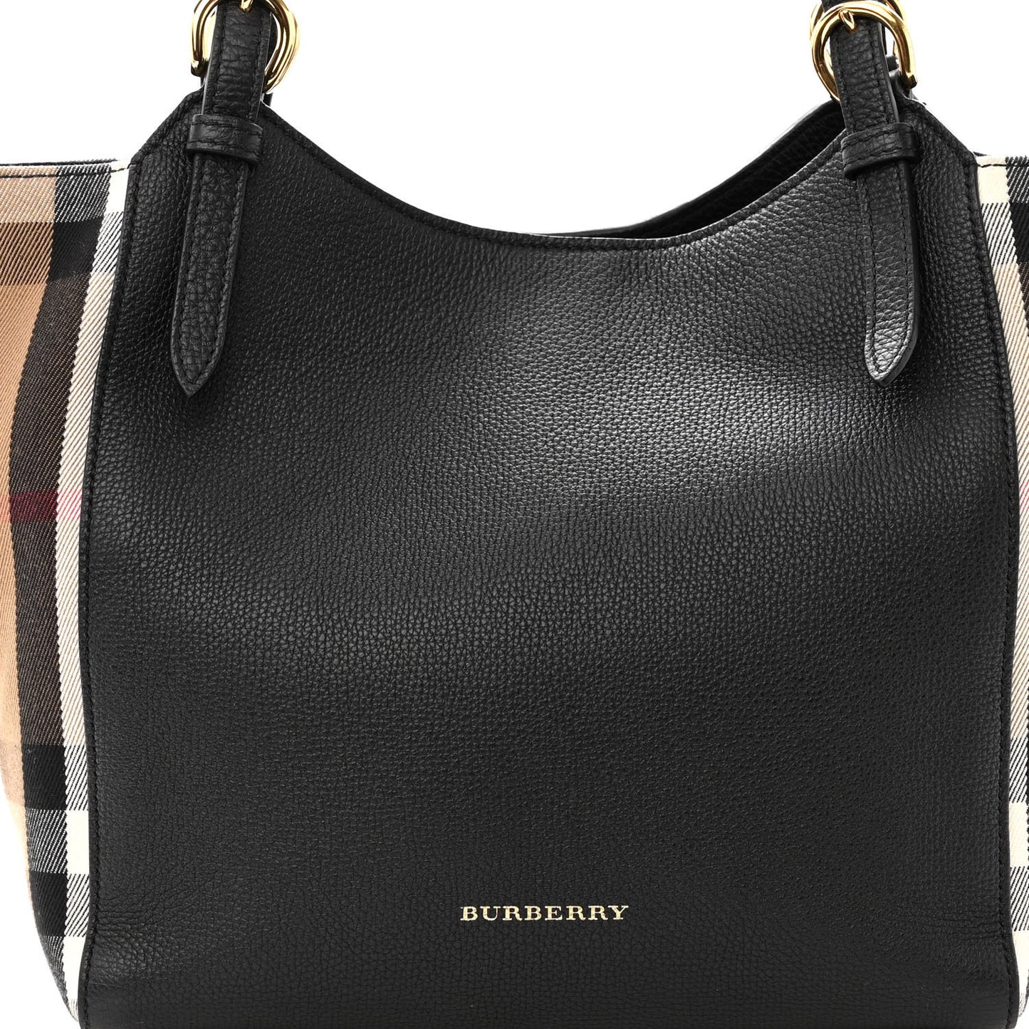Grainy Calfskin House Check Small Canterbury Black