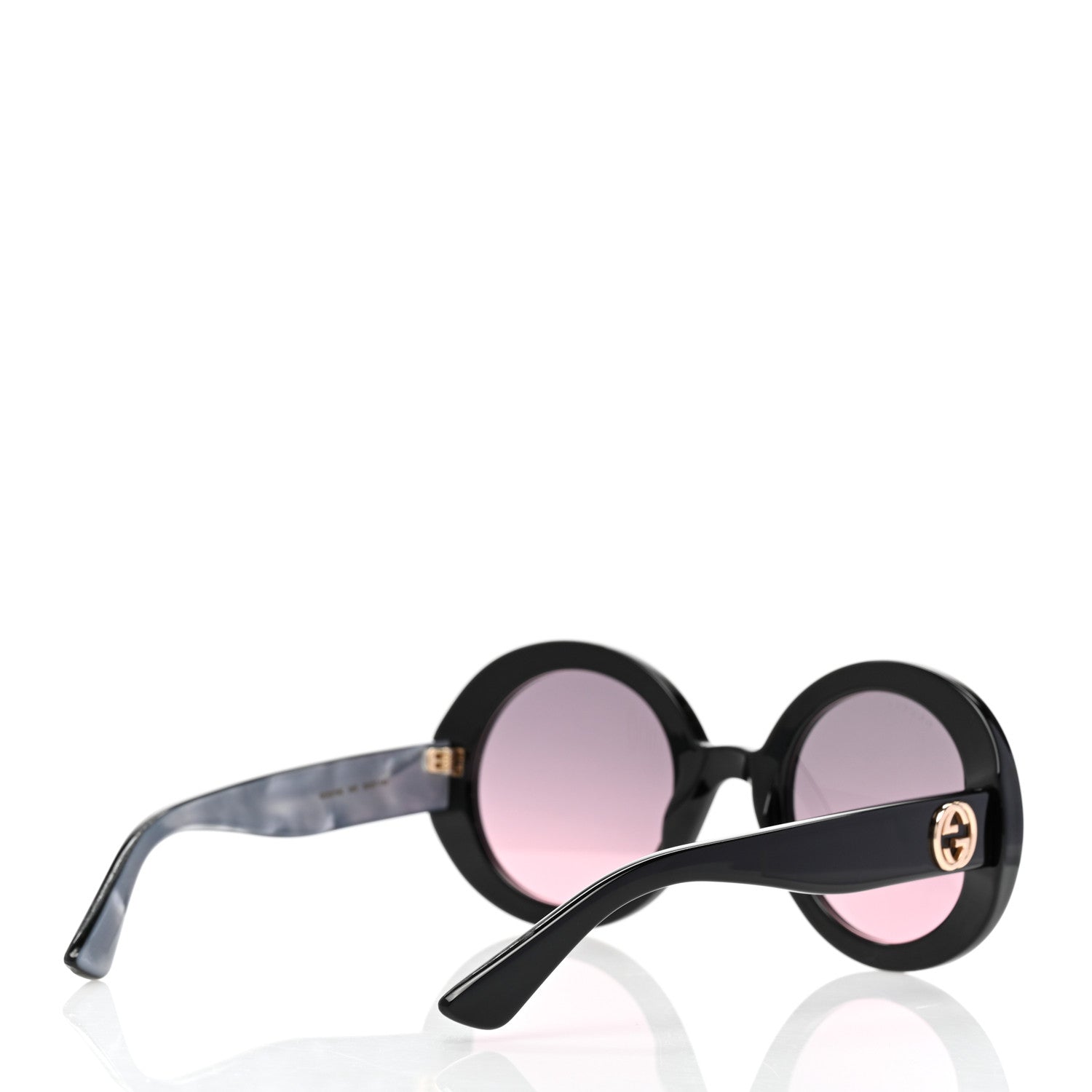 Gucci Acetate Round GG Sunglasses GG0319S Black 4 of 7