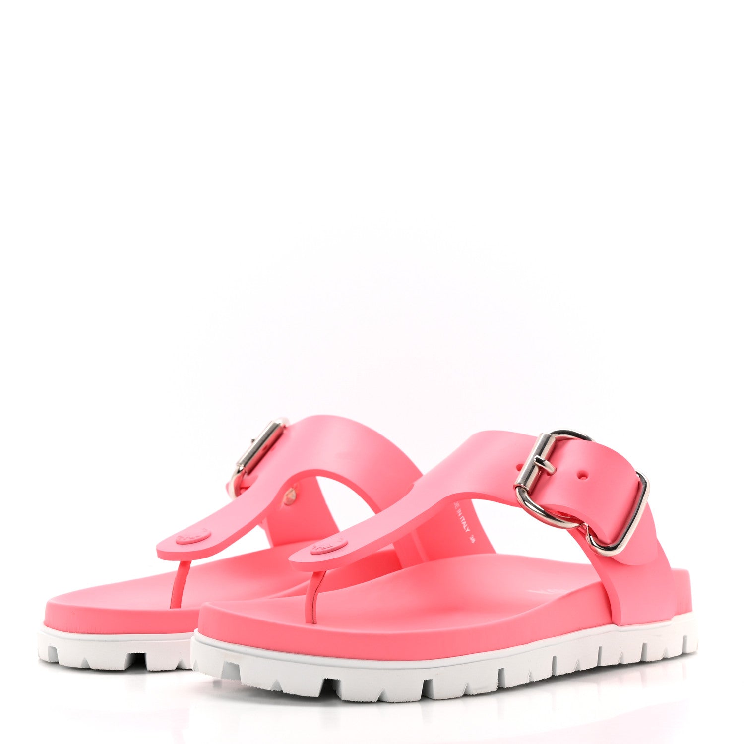 Prada EVA Rubber Buckled Lug Sole 20mm Thong Sandals 38 Begonia 3 of 9