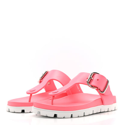 Prada EVA Rubber Buckled Lug Sole 20mm Thong Sandals 38 Begonia 3 of 9