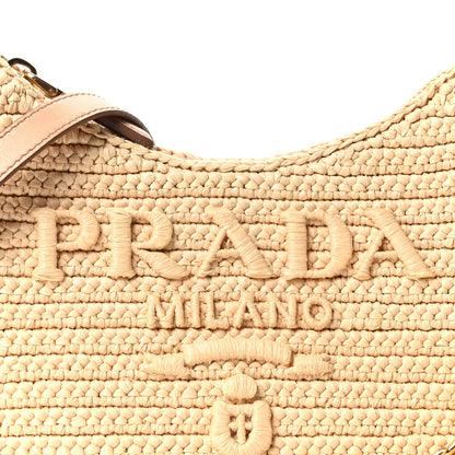 Prada Yarn Raffia Effect Crochet Mini Re-Edition 2000 Shoulder Bag Naturale 7 of 9