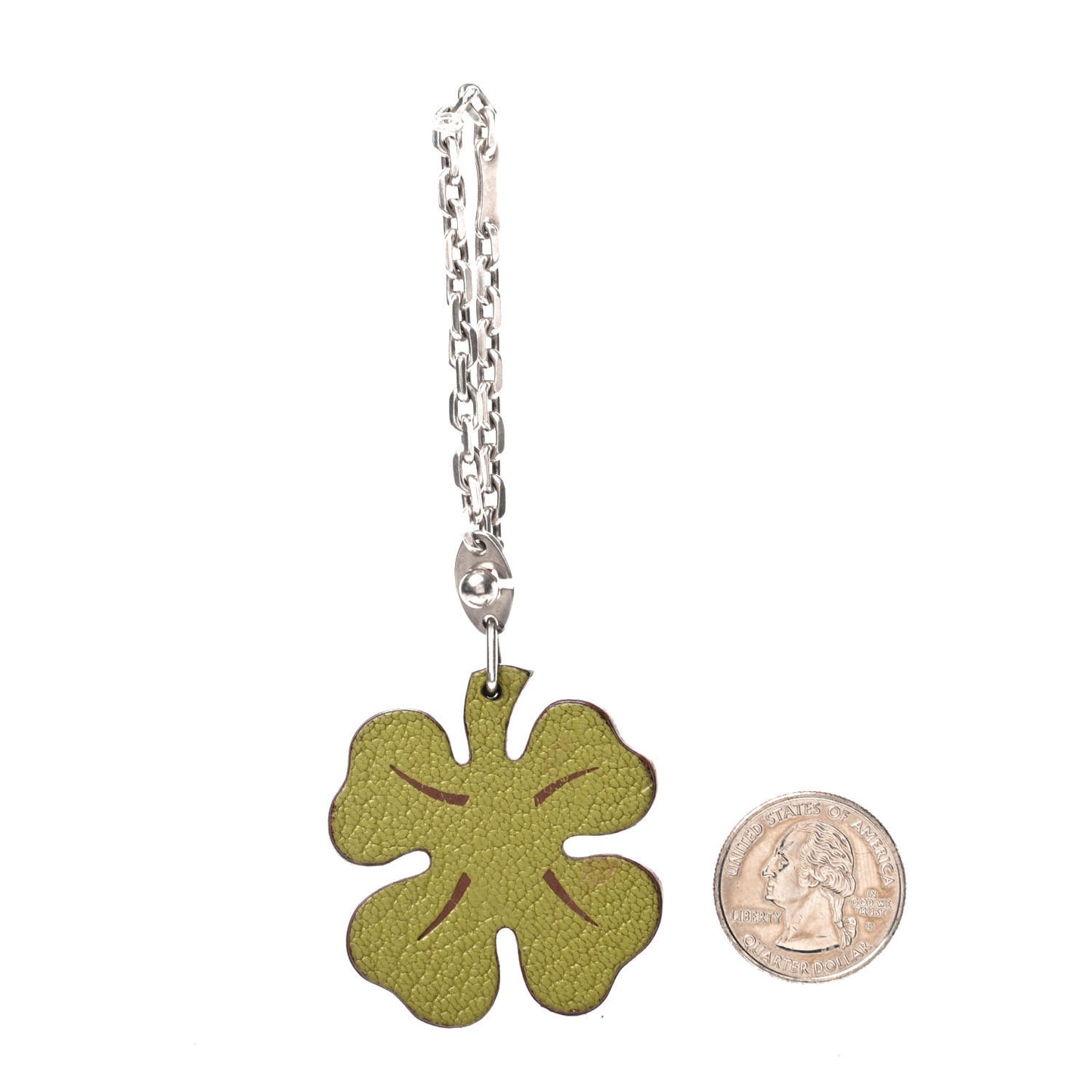 Chevre Mysore Lucky Clover Key Chain Bag Charm Vert Anis Orange
