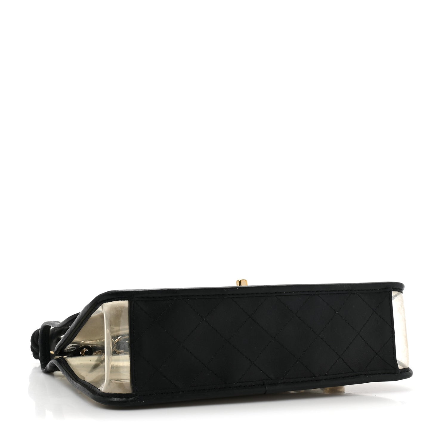 Lambskin PVC Sand By The Sea Flap With Pearl Strap Black