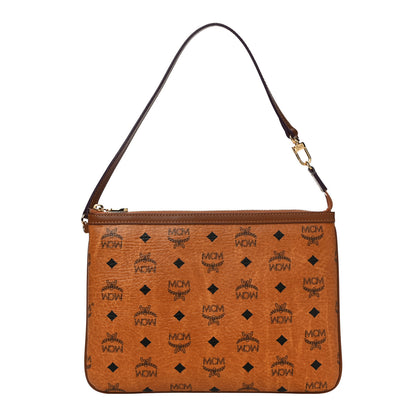 MCM Visetos Liz Shopper Tote Pouch Cognac 1 of 9