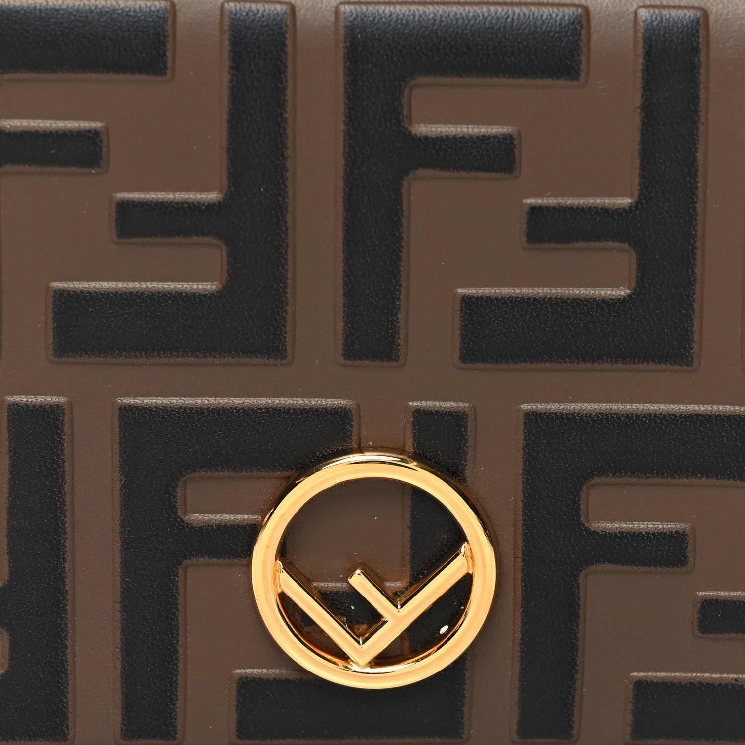 Fendi Calfskin FF 1974 Embossed Small Wallet Maya Black 9 of 9