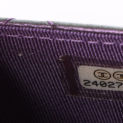 Chanel Metallic Lambskin Quilted Flap Card Holder Dark Purple 8 of 9