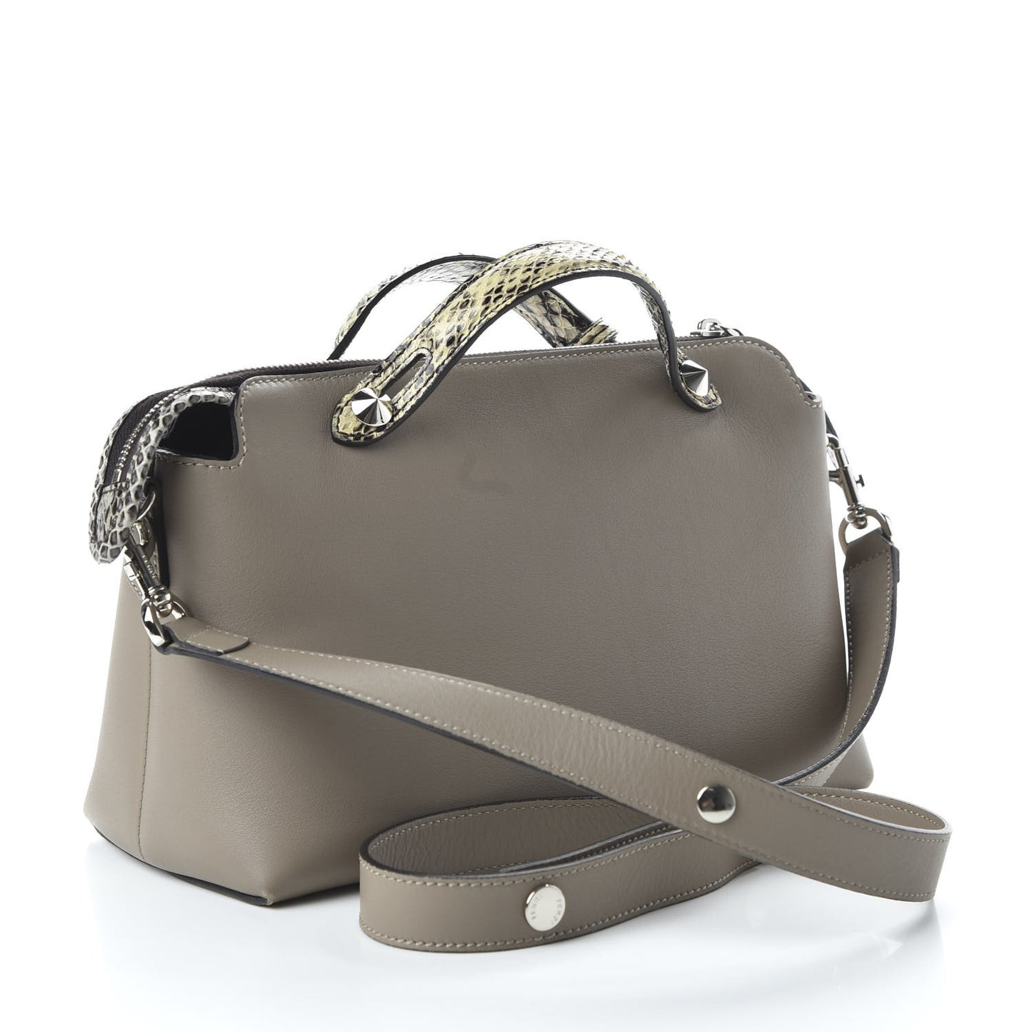 Vitello Dolce Elaphe Medium By The Way Boston Bag Tortora Multicolor