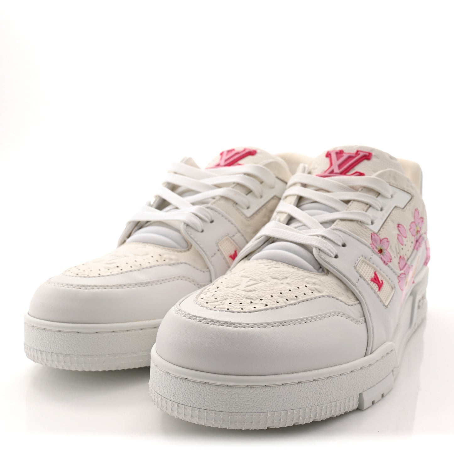 LV X TM Embossed Monogram Cherry Blossom LV Trainer Sneakers 41 White