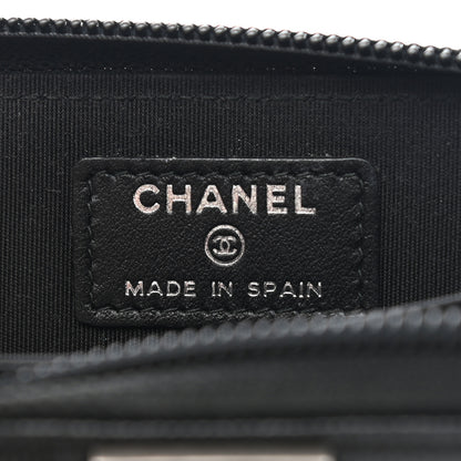 Chanel Caviar Quilted Boy Zip Around Coin Purse Wallet Black 6 of 8