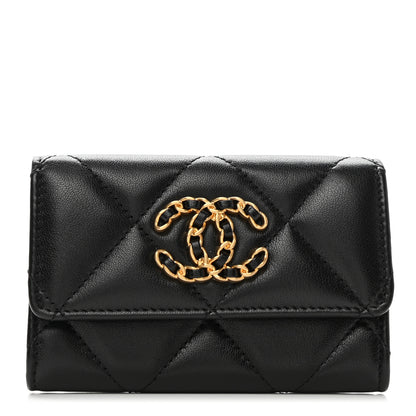 Chanel Lambskin Quilted Chanel 19 Flap Card Holder Black 1 of 9