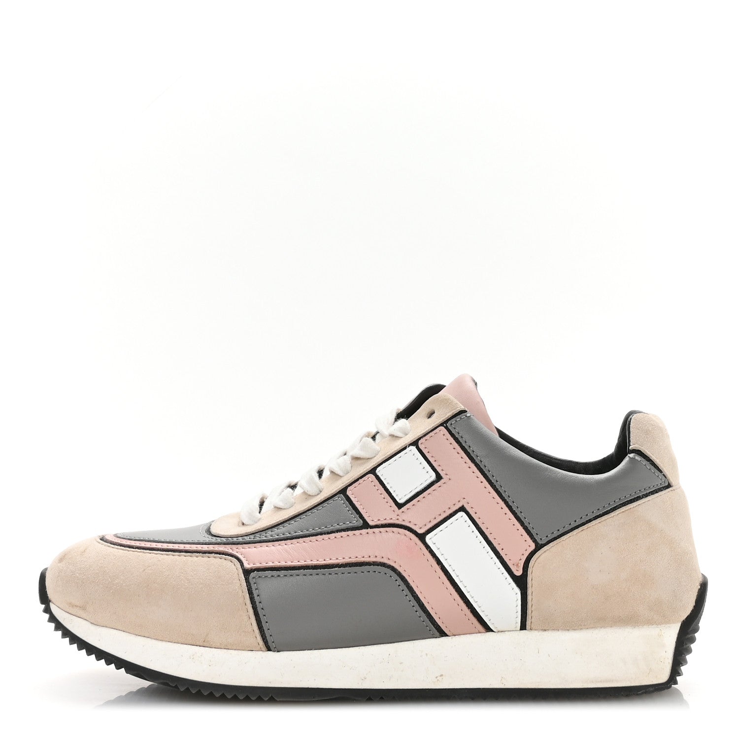 Hermes Calfskin Suede Goatskin Womens Chris Sneakers 39.5 Gris D'Hiver 1 of 8