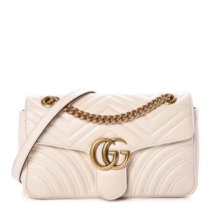 Gucci Calfskin Matelasse Small GG Marmont Shoulder Bag White 1 of 9