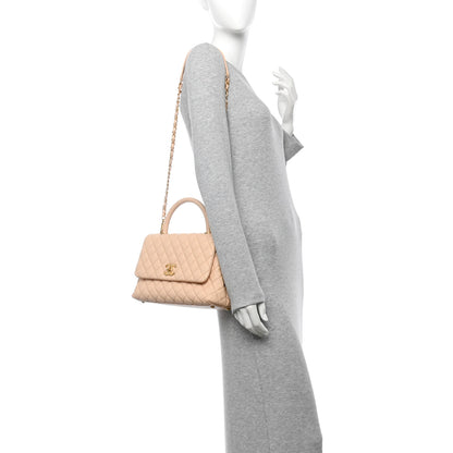 Chanel Caviar Quilted Small Coco Handle Flap Beige 2 of 11
