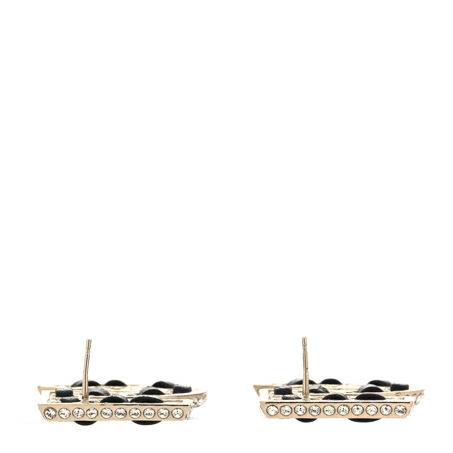 Crystal Lambskin Chain CC No 5 Earrings Gold Black