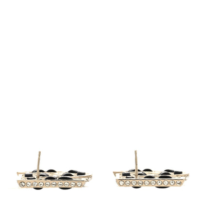 Chanel Crystal Lambskin Chain CC No 5 Earrings Gold Black 3 of 4
