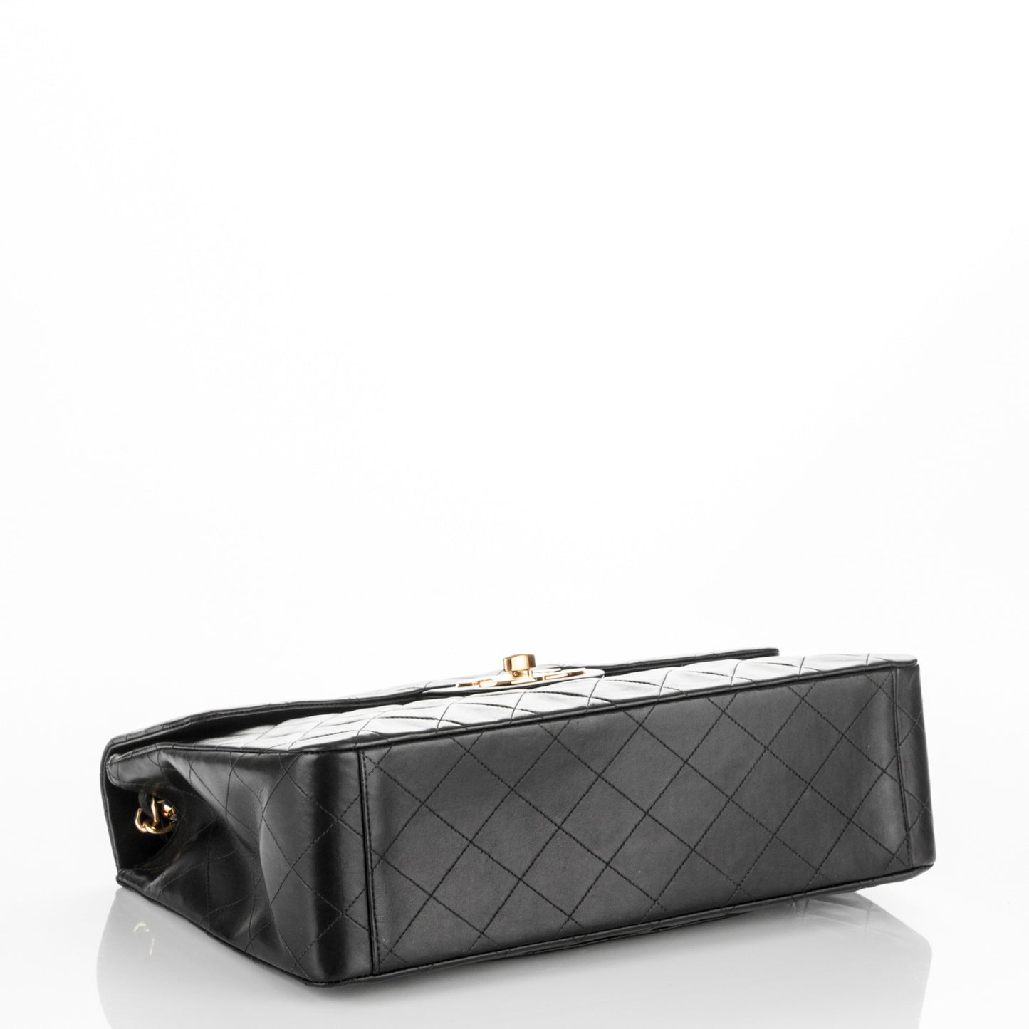 Lambskin Quilted XL Jumbo Single Flap Black