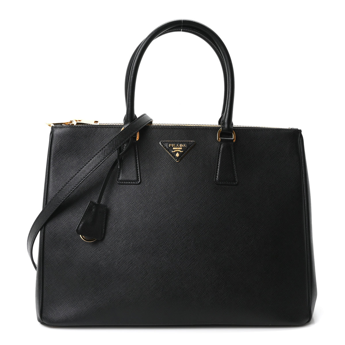 Saffiano Lux Large Galleria Double Zip Tote Black
