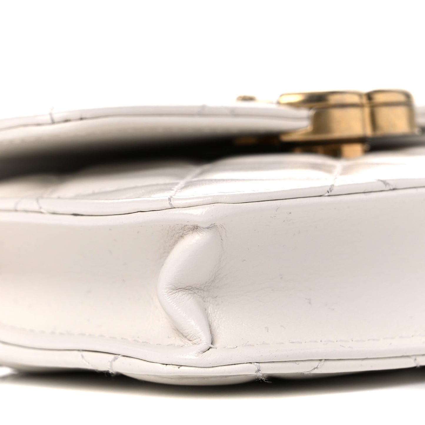 Calfskin Quilted Perfect Fit Coin Purse With Chain White