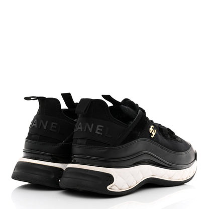 Chanel Velvet Calfskin Mixed Fibers CC Sneakers 40 Black 4 of 10