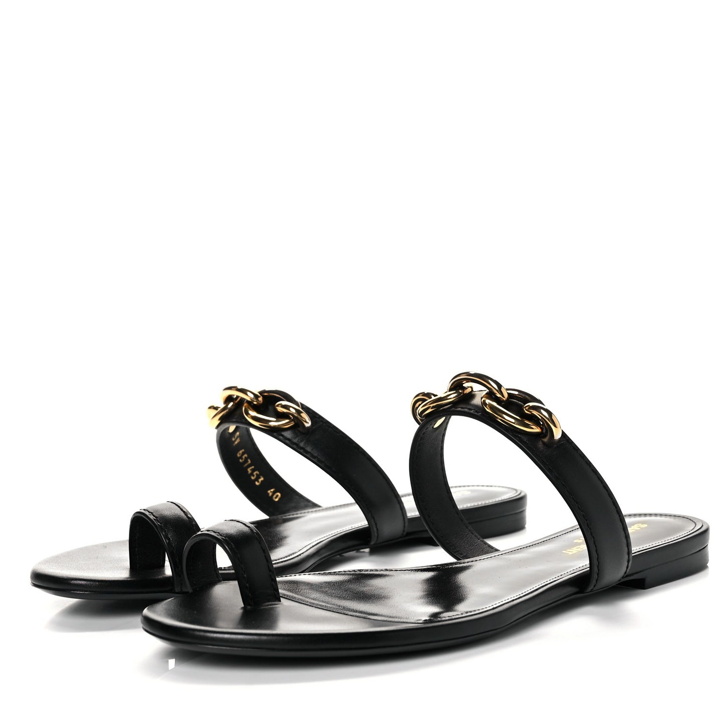Calfskin Chain Jota Maillon Sandals 40 Black