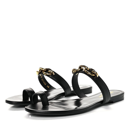 Saint Laurent Calfskin Chain Jota Maillon Sandals 40 Black 3 of 9