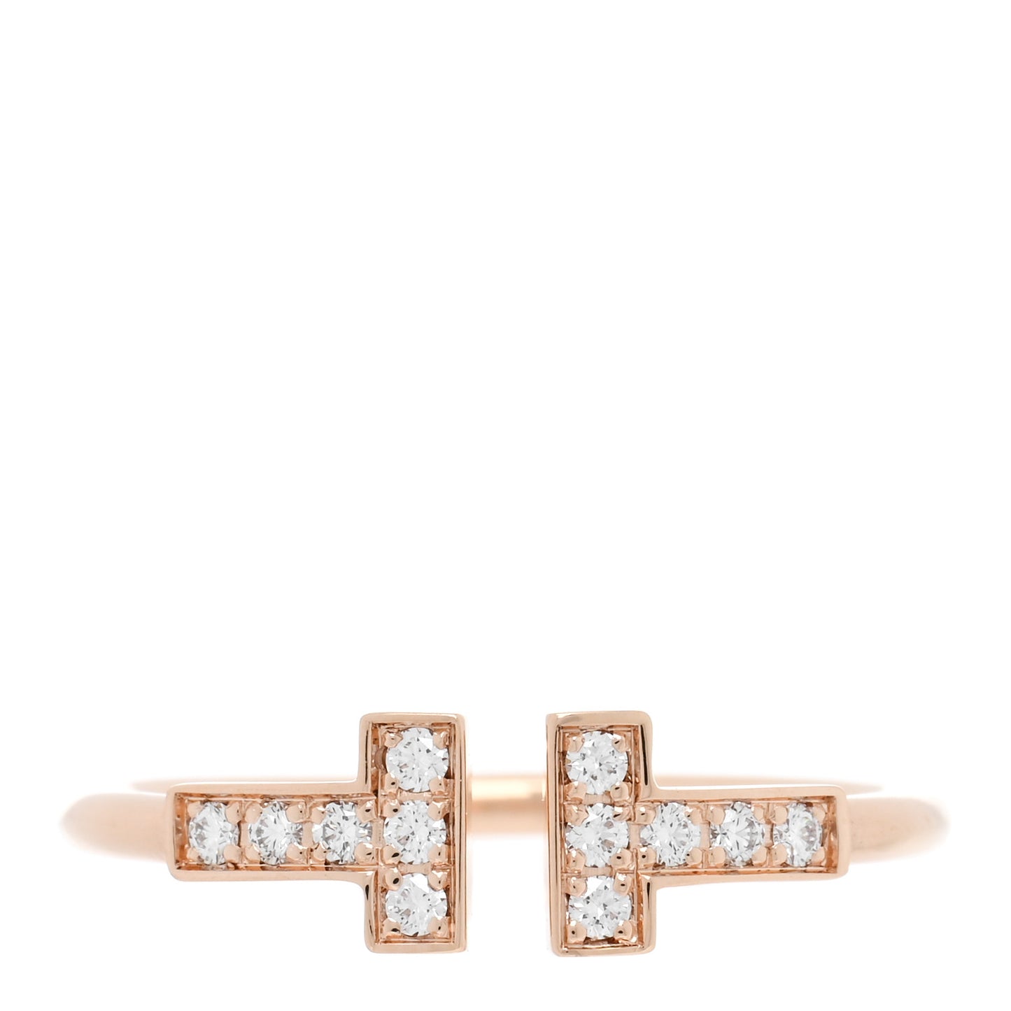 18K Rose Gold Diamond T Wire Ring 56 7.5