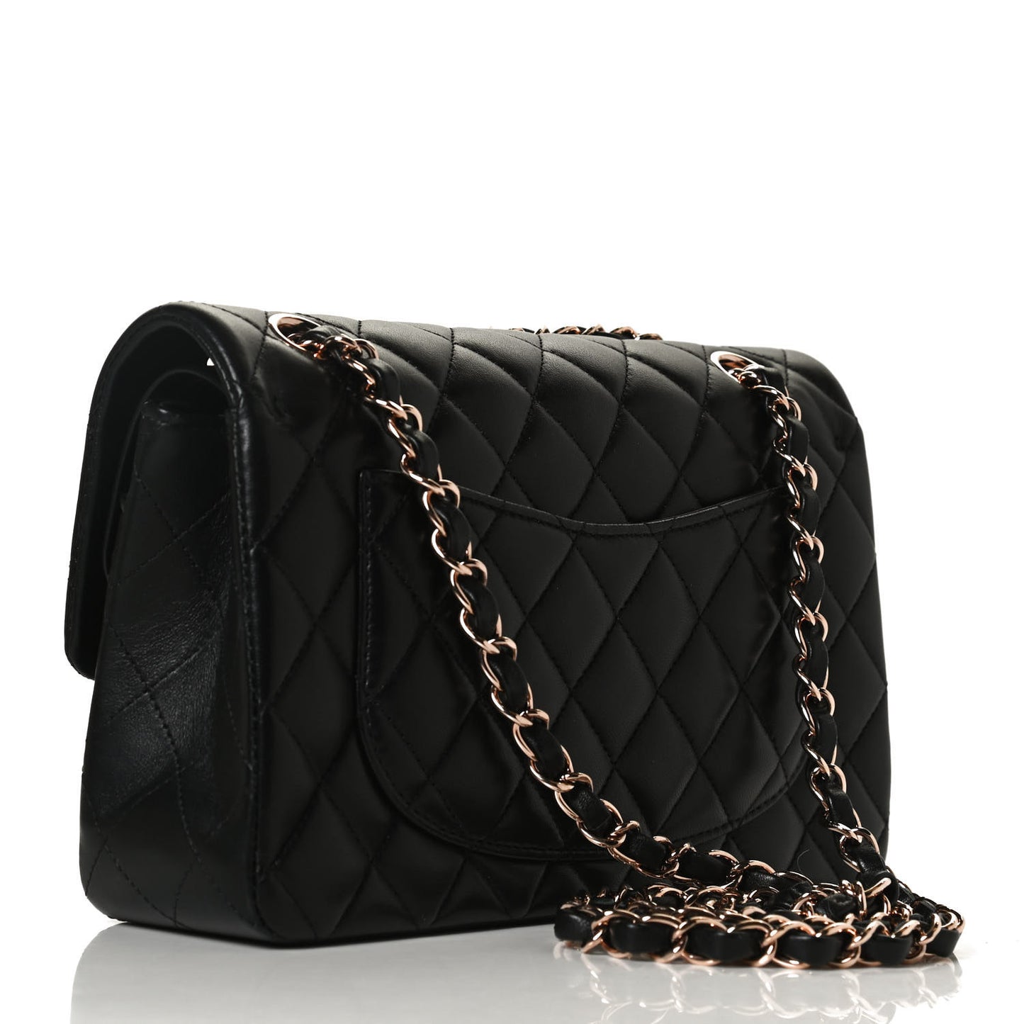 Lambskin Quilted Small Double Flap Black