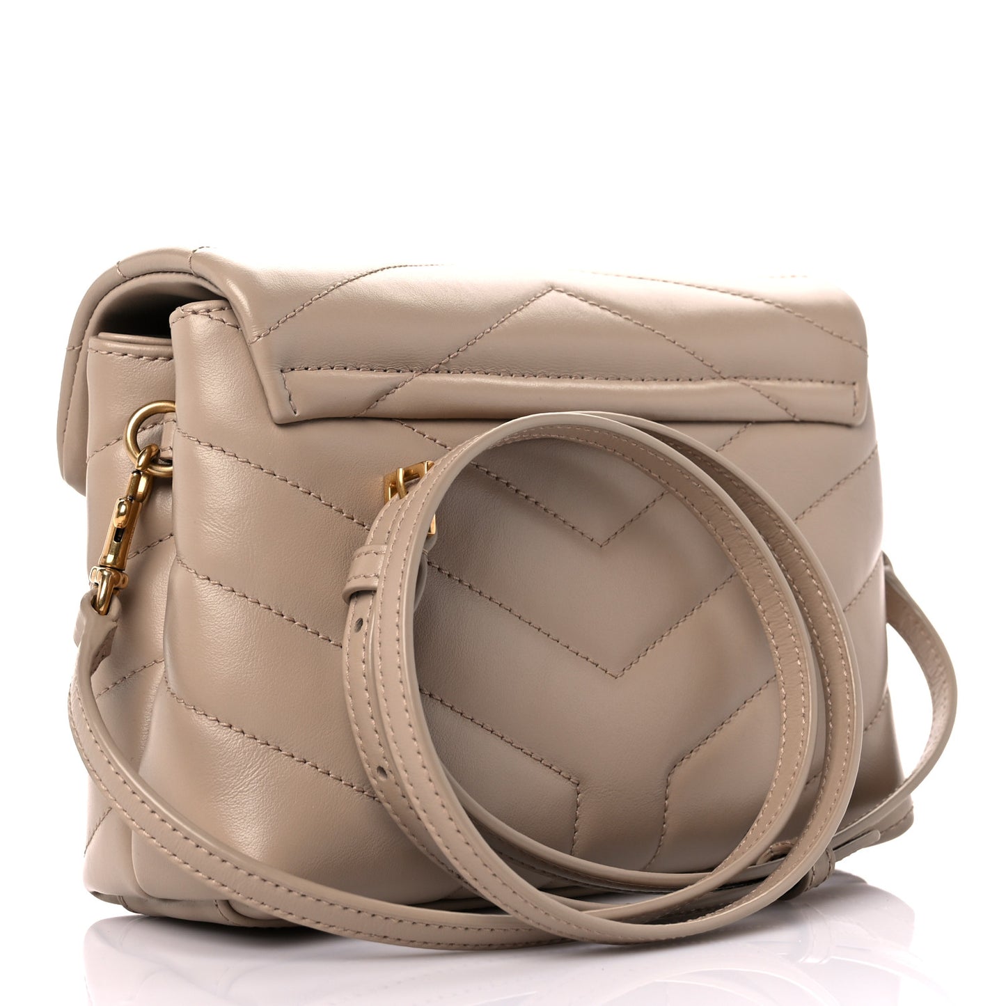 Calfskin Y Quilted Monogram Toy Loulou Crossbody Bag Dark Beige