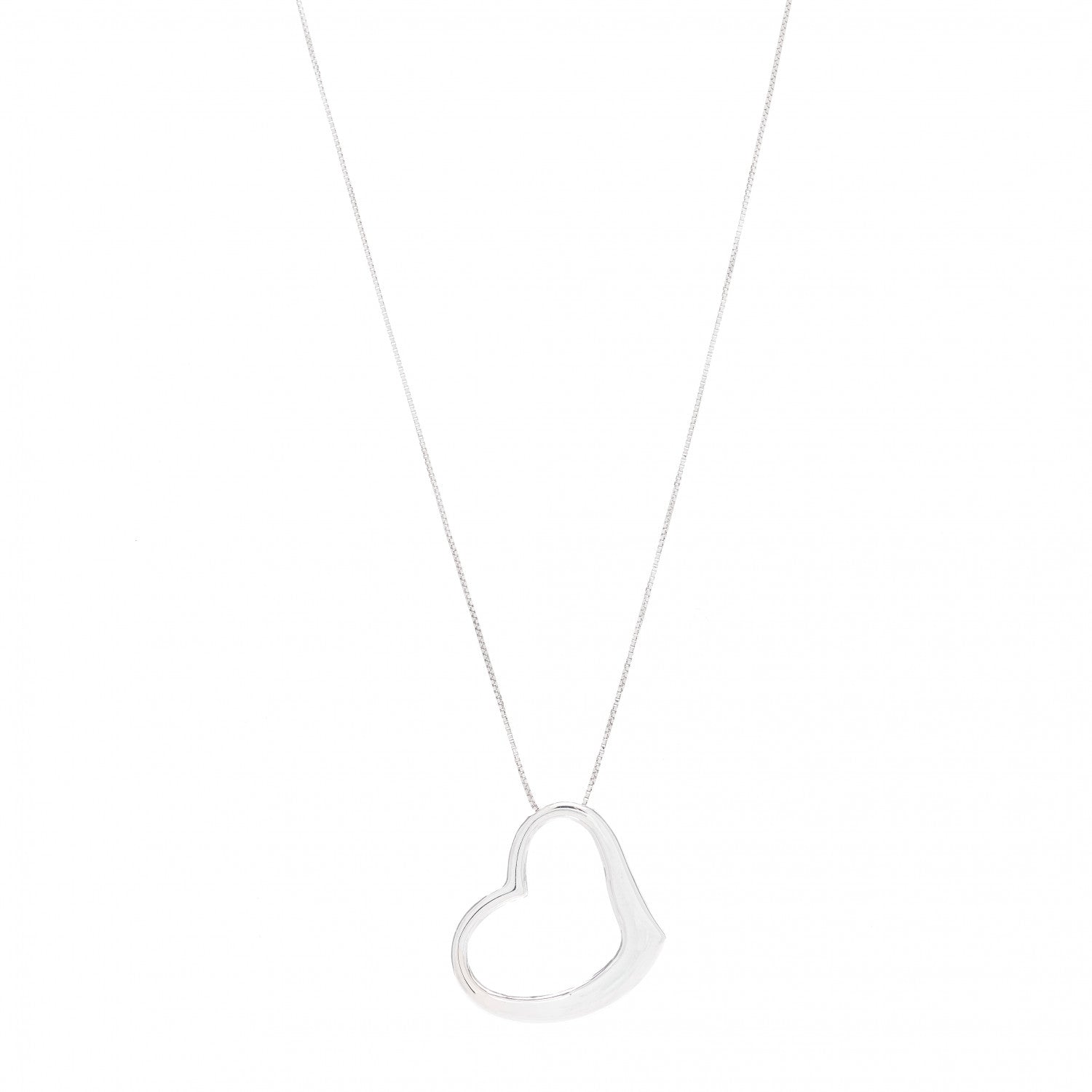 Roberto Coin 18K White Gold Tiny Treasures Open Heart Pendant Necklace 1 of 6