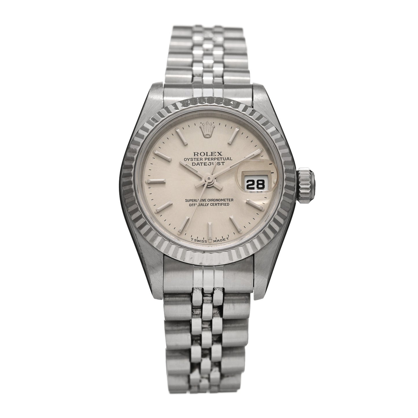 Stainless Steel 18K White Gold 26mm Oyster Perpetual Datejust Watch Silver 69174