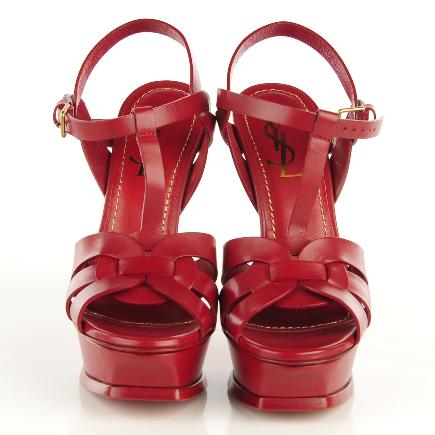 Calfskin Tribute 105 Platform Sandals 36.5 Deep Red
