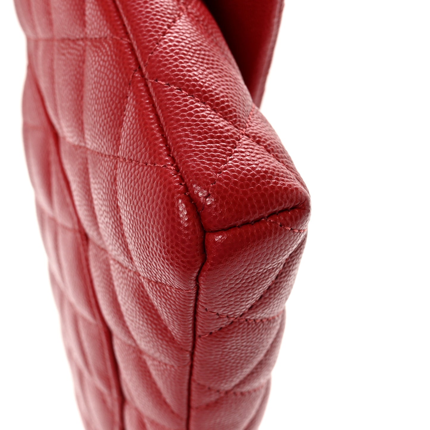 Caviar Quilted Flap Clutch Red