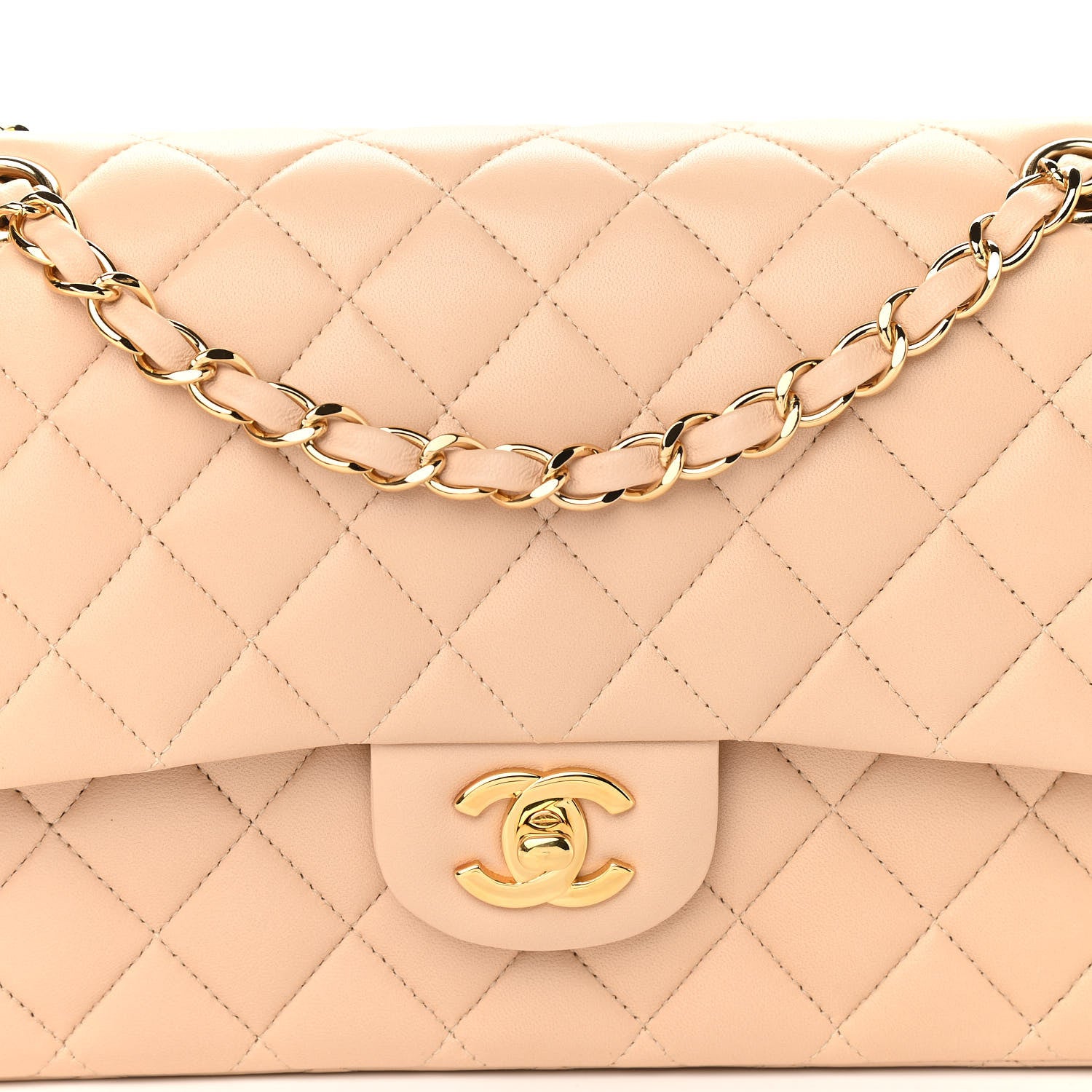 Chanel Lambskin Quilted Medium Double Flap Beige 7 of 11