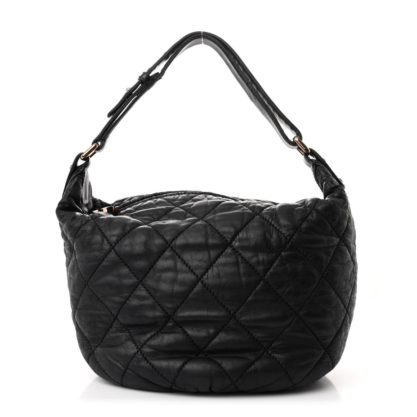 Lambskin Quilted Cloudy Bundle Hobo Black