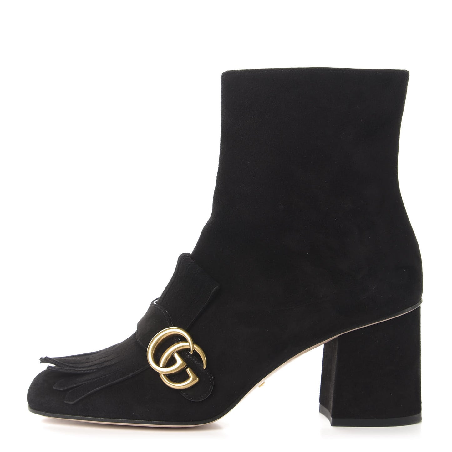Kid Scamosciato GG Marmont Fringe 75mm Ankle Boots 40 Black