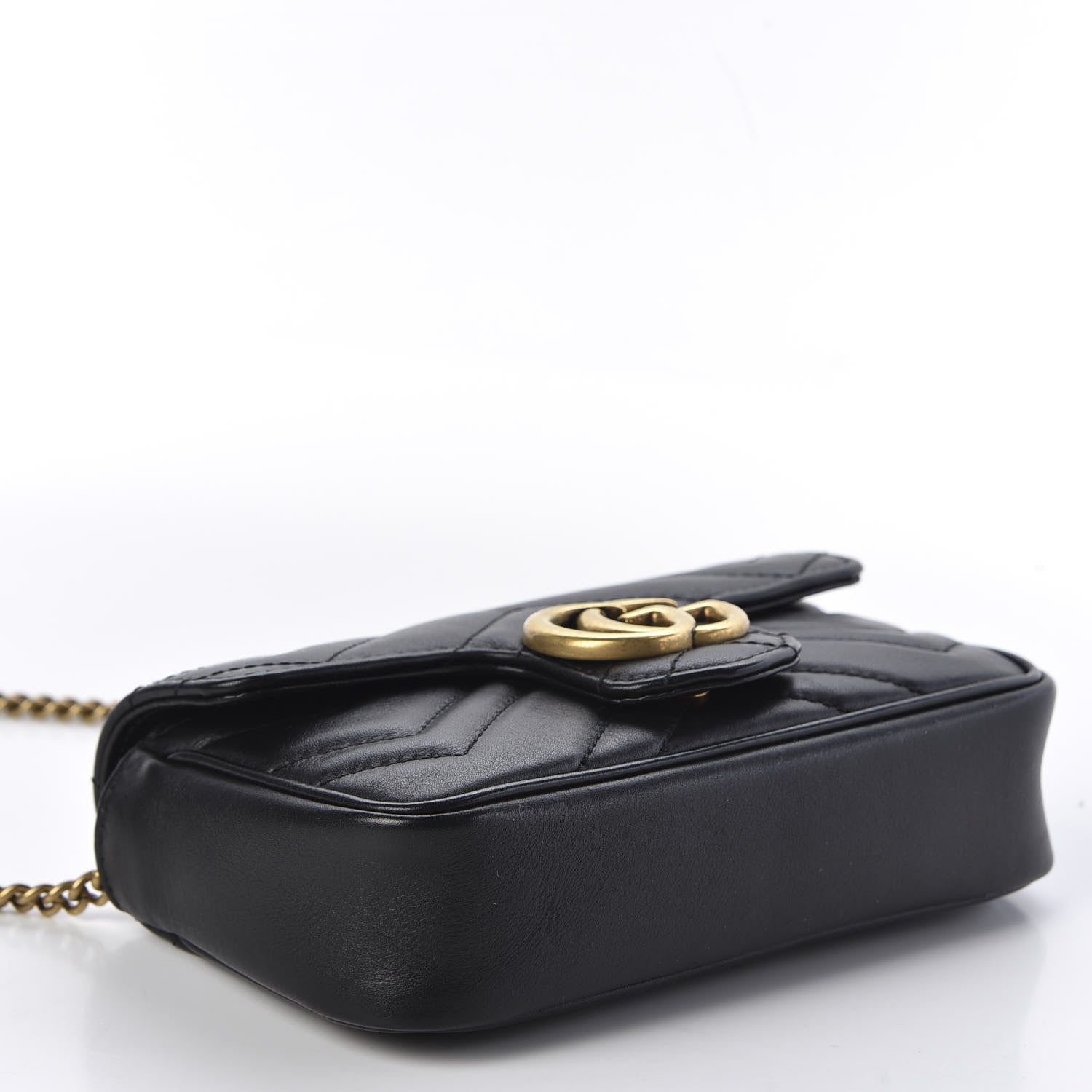 Gucci Calfskin Matelasse Super Mini GG Marmont Shoulder Bag Black 3 of 10