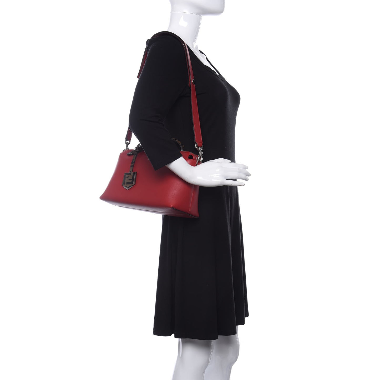 Vitello Dolce Bi-Color FF 1974 Embossed Medium By The Way Boston Bag Fragola Maya Black