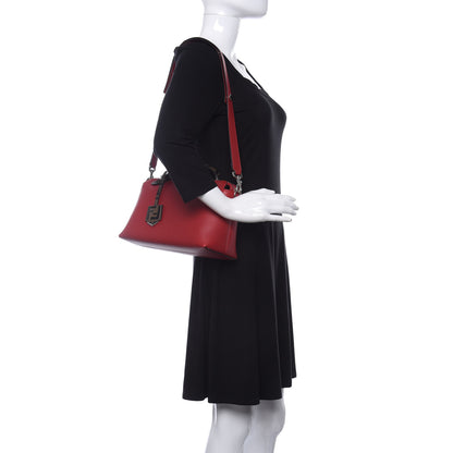 Fendi Vitello Dolce Bi-Color FF 1974 Embossed Medium By The Way Boston Bag Fragola Maya Black 2 of 9