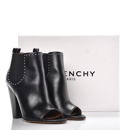 Givenchy Calfskin Studded Chelsea Ouv Peep Toe Booties 38 Black 13 of 13