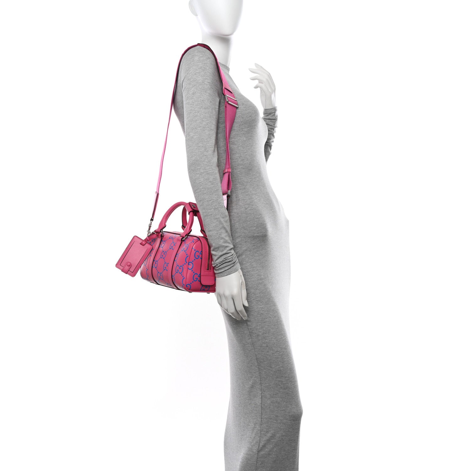 Gucci Calfskin GG Tennis Bi-Color Embossed Mini Duffle Bag Modern Fucsia Modern Blue 2 of 10